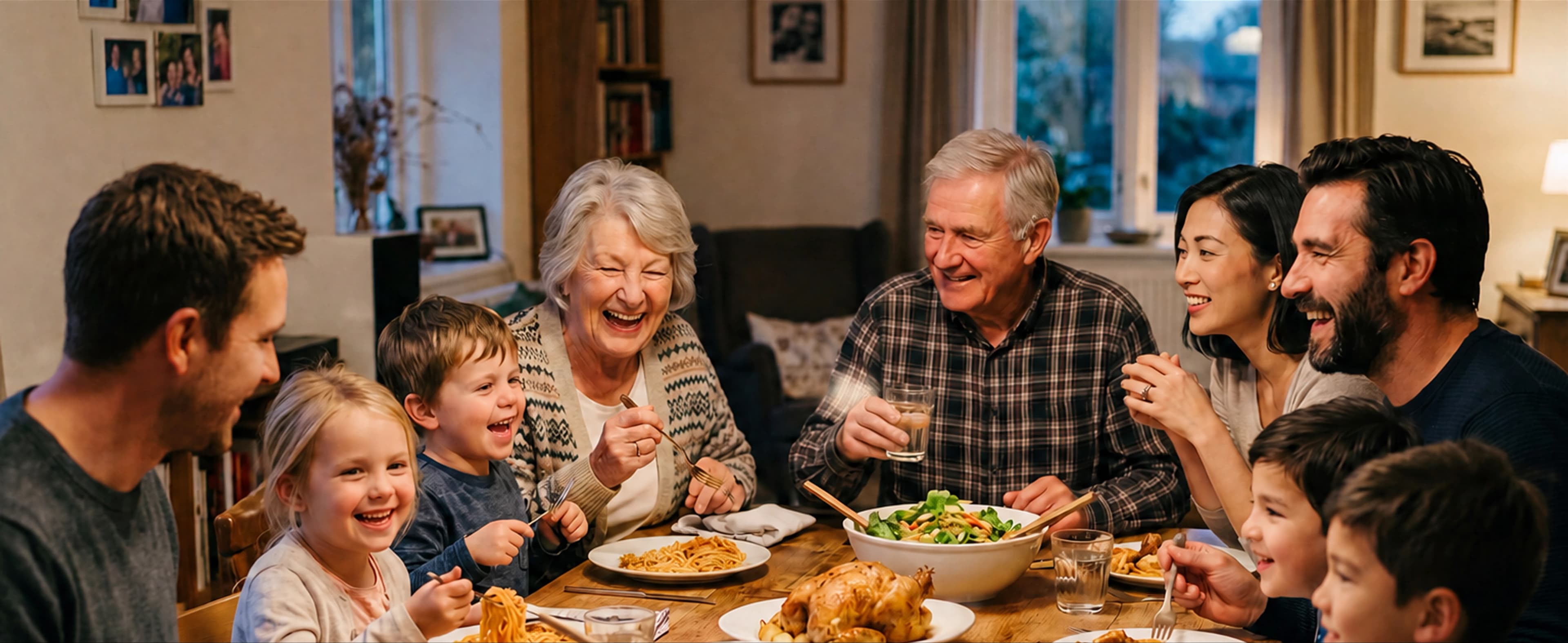 A family enjoying a meal together